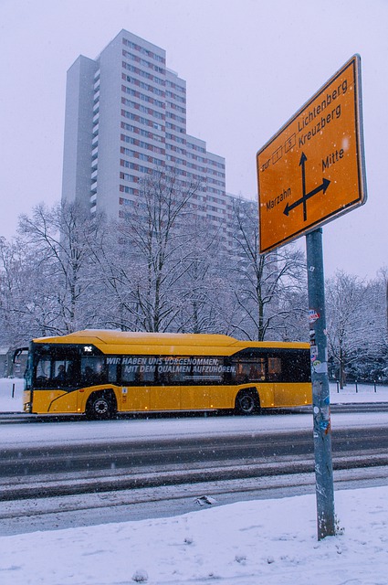 Free download bus sign road winter city urban free picture to be edited with GIMP free online image editor