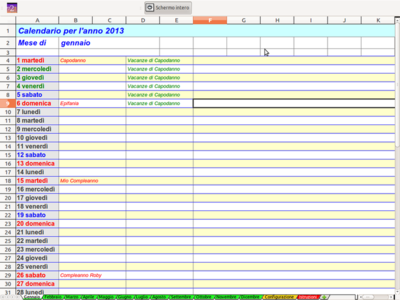 Bezpłatne pobieranie Calendario planner A4 orizzontale DOC, XLS lub PPT szablon do edycji za pomocą LibreOffice online lub OpenOffice Desktop online