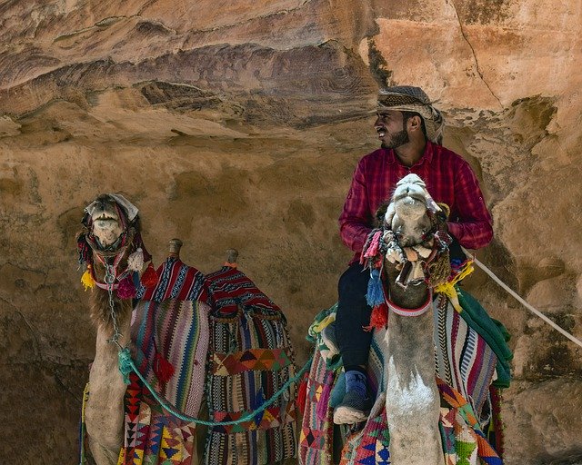 Muat turun percuma Camel Camelliers Al Siq Canyon - foto atau gambar percuma untuk diedit dengan editor imej dalam talian GIMP