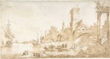 Free download Capriccio with a Seaport and Classical Ruins free photo or picture to be edited with GIMP online image editor