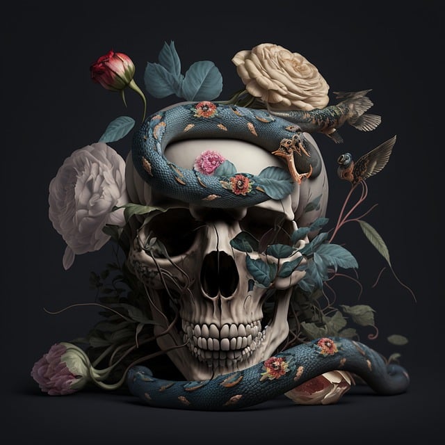 Free download caravel skull flowers roses snake free picture to be edited with GIMP free online image editor