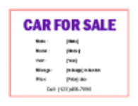 Ücretsiz indir Satılık Araba İşareti Şablonu Microsoft Word, Excel veya Powerpoint şablonu LibreOffice çevrimiçi veya OpenOffice Masaüstü çevrimiçi ile düzenlenebilir