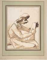 Free download Caricature of a Seated Man Reading free photo or picture to be edited with GIMP online image editor