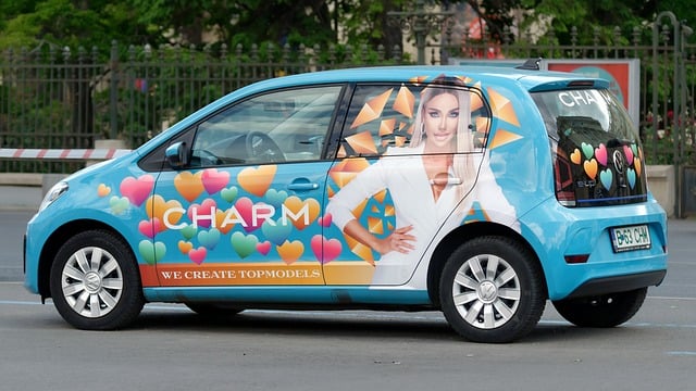 Free download car small painted advertising free picture to be edited with GIMP free online image editor
