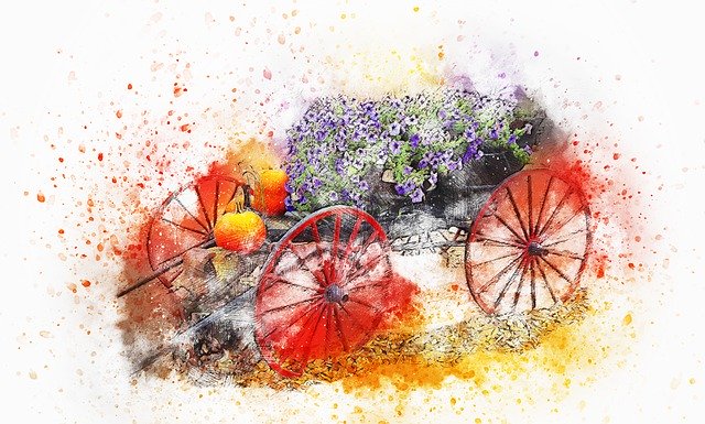 Free download Cart Oldtimer Flowers -  free illustration to be edited with GIMP free online image editor
