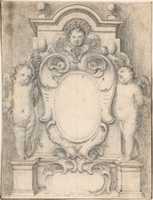Free download Cartouche between two cherubs on pedestals free photo or picture to be edited with GIMP online image editor