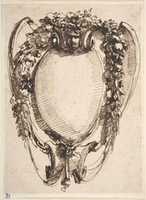 Free download Cartouche with Floral Garlands all around and Human Head on the Top free photo or picture to be edited with GIMP online image editor