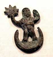 Free download Cast Copper Figure on Standing on Crescent free photo or picture to be edited with GIMP online image editor