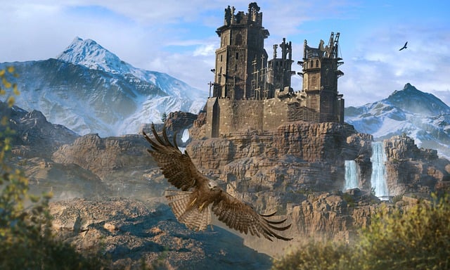 Free download castle birds eagles sky mountains free picture to be edited with GIMP free online image editor