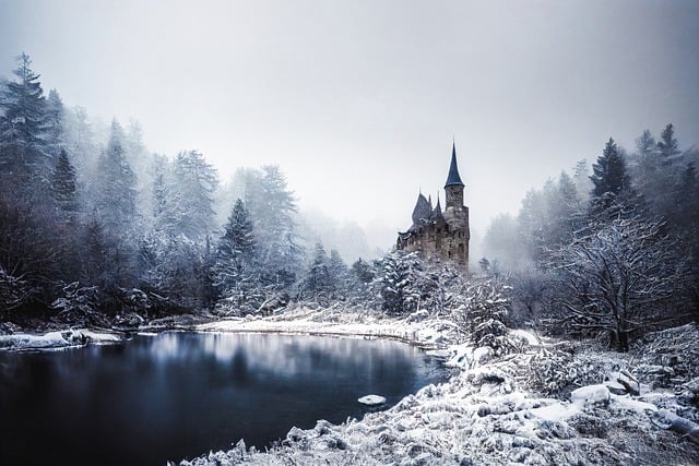 Free download castle lake winter fantasy free picture to be edited with GIMP free online image editor
