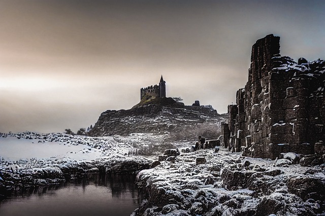 Free download castle ruins river snow winter free picture to be edited with GIMP free online image editor