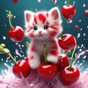 Cat and cherry wallpaper  screen for extension Chrome web store in OffiDocs Chromium