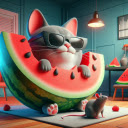 Cat, mouse and watermelon  screen for extension Chrome web store in OffiDocs Chromium