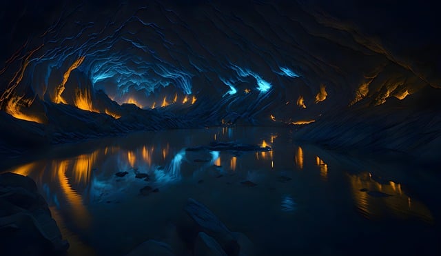 Free download cave river lights landscape nature free picture to be edited with GIMP free online image editor