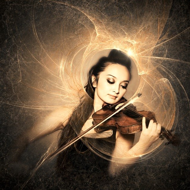 無料ダウンロードCDカバー音楽バイオリン女性ライト無料画像をGIMP無料オンライン画像エディタで編集