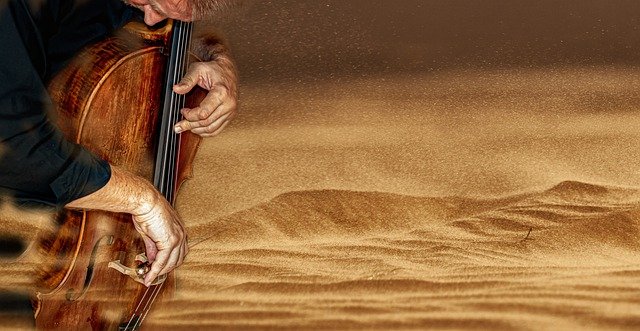 Free download cello cellist desert free picture to be edited with GIMP free online image editor