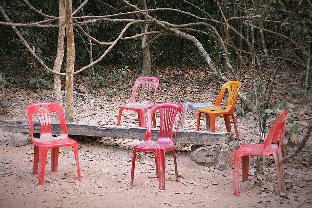 Free download Chairs Abandoned Plastic -  free photo or picture to be edited with GIMP online image editor