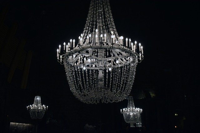 Free download Chandeliers Dark Church -  free photo or picture to be edited with GIMP online image editor