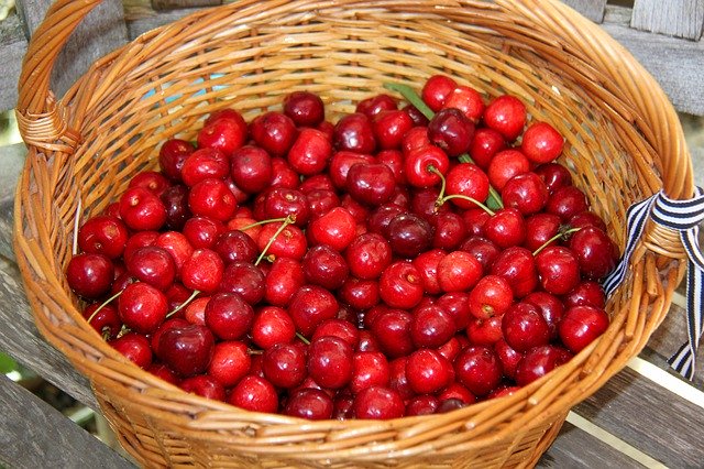 Kostenloser Download Cherry Basket Fruit - kostenloses Foto oder Bild zur Bearbeitung mit GIMP Online-Bildbearbeitung