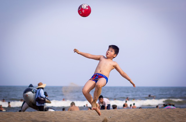 Free download children boy soccer sea free picture to be edited with GIMP free online image editor