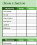 Download grátis Chore Schedule DOC, XLS ou modelo PPT grátis para ser editado com o LibreOffice online ou OpenOffice Desktop online