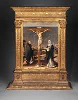 Free download Christ on the Cross Adored by Saints Thomas Aquinas and Catherine of Siena (Recto); Saint Dominic with Saints and Worshipping Nuns (Verso) free photo or picture to be edited with GIMP online image editor