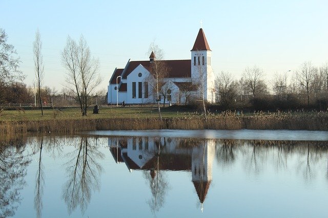 Free download Church Tower Reflection -  free photo or picture to be edited with GIMP online image editor