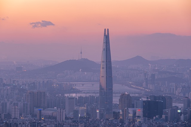 Free download city building lotte tower glow free picture to be edited with GIMP free online image editor