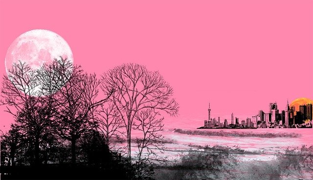 Free download City Forest Moon -  free illustration to be edited with GIMP free online image editor