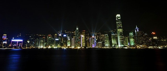 Free download city lights night water skyline free picture to be edited with GIMP free online image editor