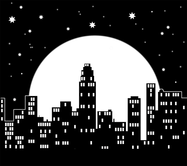 Free download City Night Moon -  free illustration to be edited with GIMP free online image editor