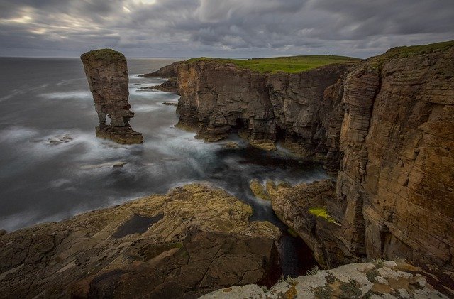 Free download cliffs sea yesnaby castle scotland free picture to be edited with GIMP free online image editor