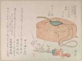 Free download Cloth Bag with Cords and Plum Blossoms free photo or picture to be edited with GIMP online image editor