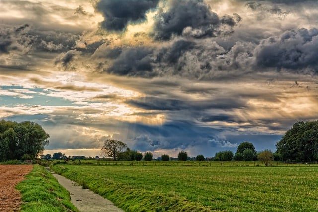 Free download clouds ditch pasture sunlight free picture to be edited with GIMP free online image editor
