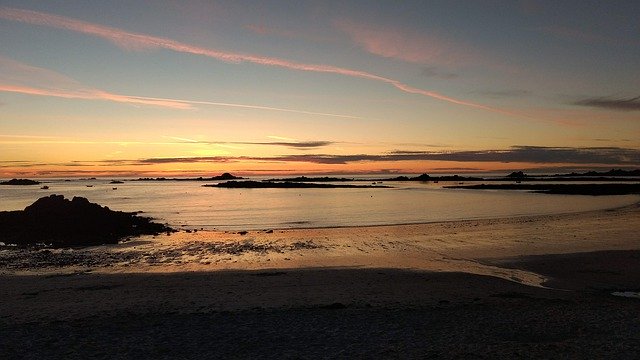 Free download Cobo Bay Sunset Guernsey -  free free photo or picture to be edited with GIMP online image editor