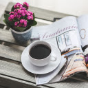 Coffee and books  screen for extension Chrome web store in OffiDocs Chromium