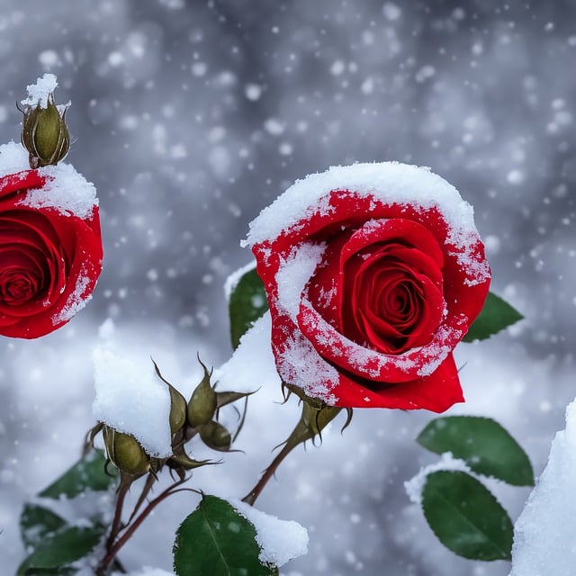 Free download cold winter snow frozen red roses free picture to be edited with GIMP free online image editor
