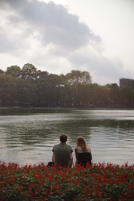 Free download couple lake flowers people love free picture to be edited with GIMP free online image editor