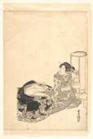 Free download Courtesan or Actor as Courtesan Pouring Tea by the Light of a Lantern free photo or picture to be edited with GIMP online image editor