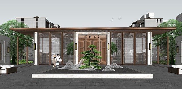 Free download Courtyard Club Entrance Chinese -  free illustration to be edited with GIMP free online image editor