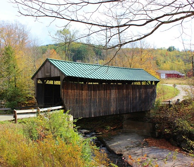 Free download Covered Bridge Vermont Landscape -  free photo or picture to be edited with GIMP online image editor