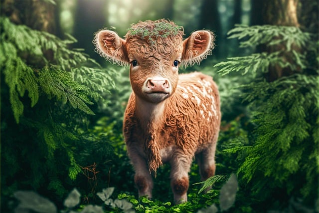 Free download cow calf forest animal fantasy free picture to be edited with GIMP free online image editor