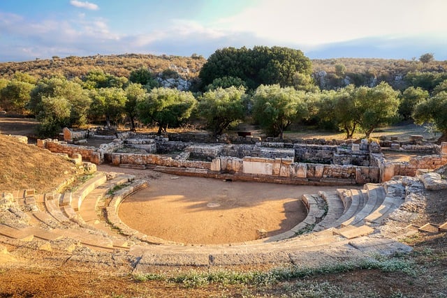 Free download crete greece amphitheater sunset free picture to be edited with GIMP free online image editor