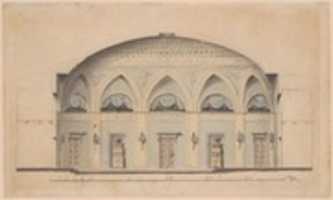 Free download Cross-Section of a Domed Room with Urns and Candelabra free photo or picture to be edited with GIMP online image editor