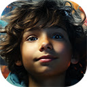 cute child smiling outdoors looking camera with pet dog  screen for extension Chrome web store in OffiDocs Chromium