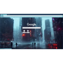 Cyberpunk city theme  screen for extension Chrome web store in OffiDocs Chromium