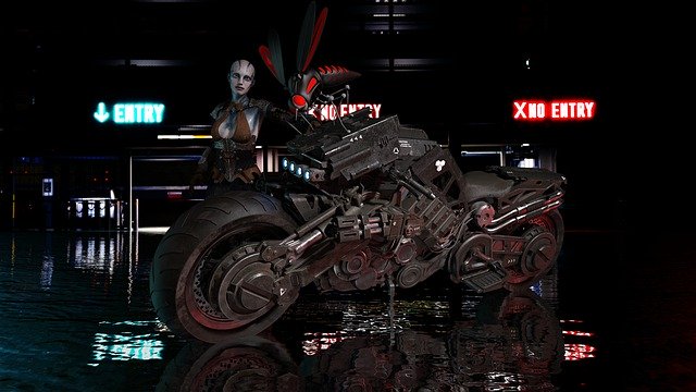 Free download Cyborg Alien Motorcycle -  free illustration to be edited with GIMP free online image editor