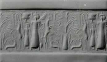 Free download Cylinder seal: mistress of animals flanked by rampant horned animals free photo or picture to be edited with GIMP online image editor