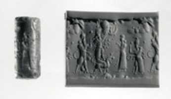 Free download Cylinder seal: scorpion-man, deities, one on winged lion free photo or picture to be edited with GIMP online image editor