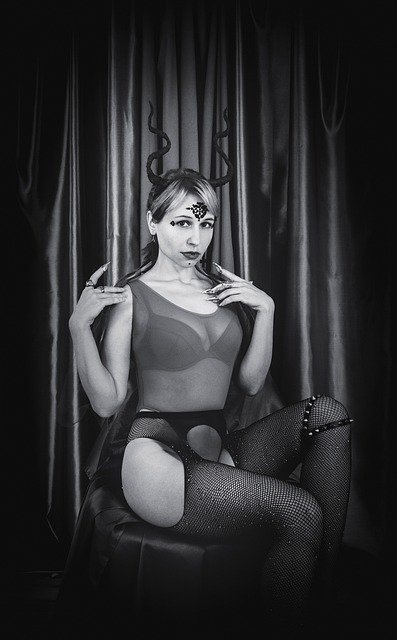 Free download daemon woman cosplay monochrome free picture to be edited with GIMP free online image editor